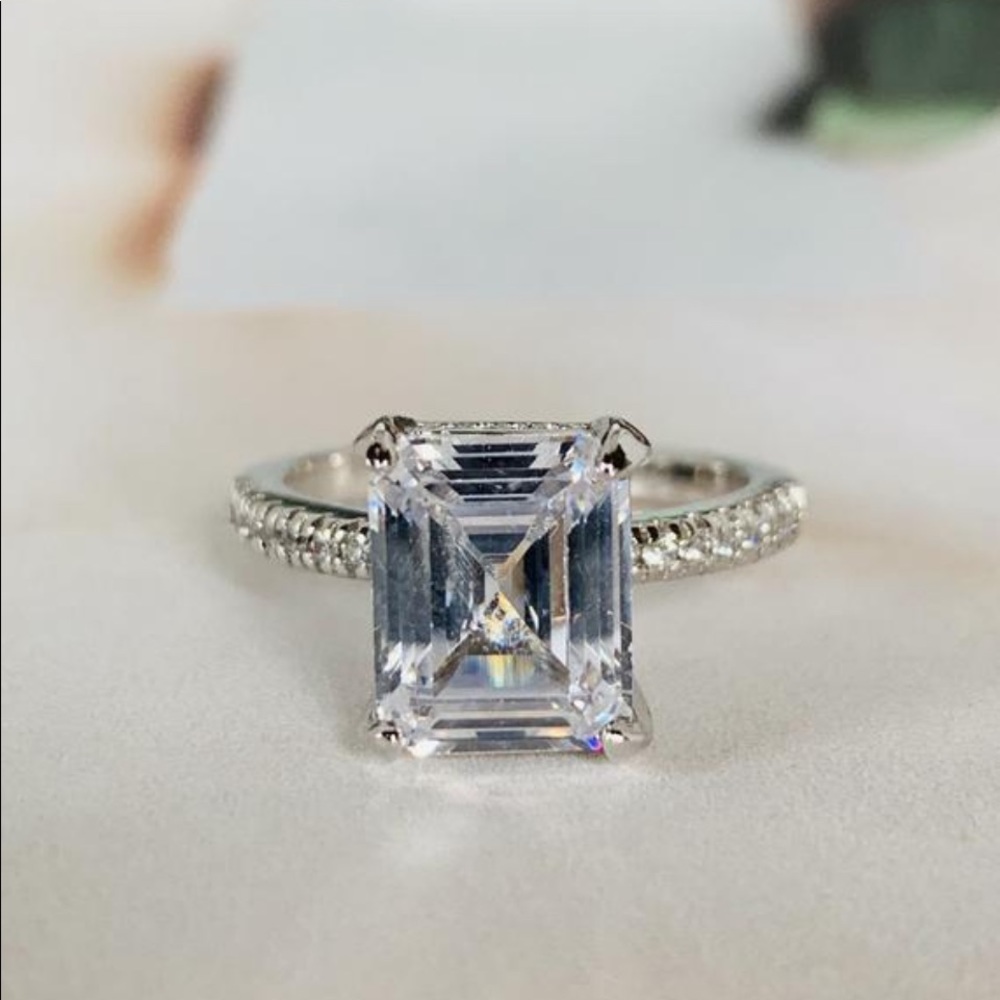 Emerald Cut CZ Ring